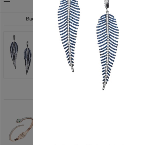 NIB Blue Crystal Feather Drop Earrings - Picture 3 of 3